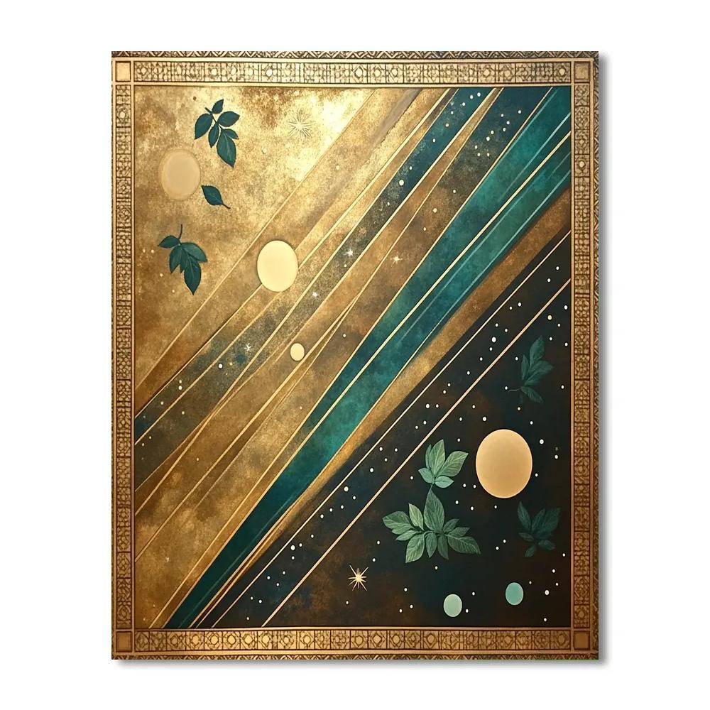 Gustav Klimt Inspired Golden Meteor Garden Lines DIY paint by numbers