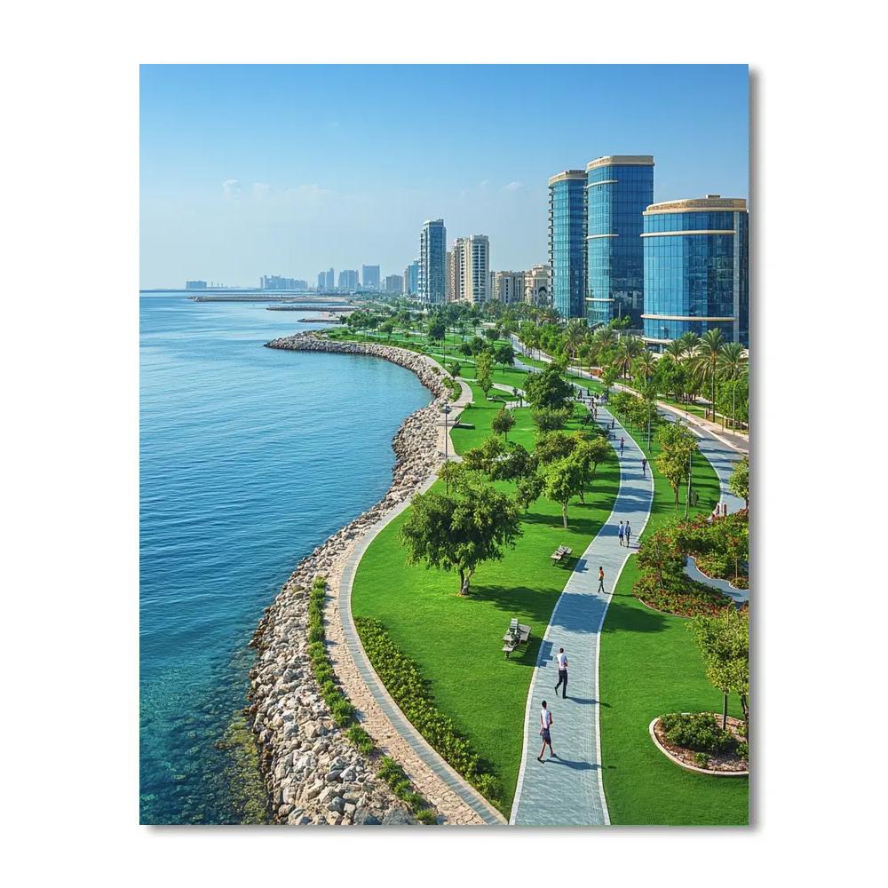 Abu Dhabi Corniche Skyline Abu Dhabi United Arab Emirates paint by number