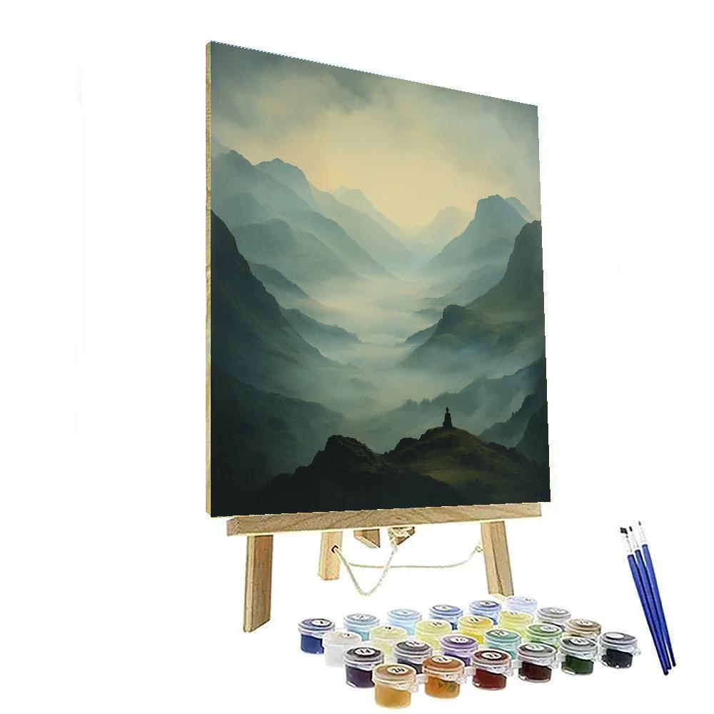 Caspar David Friedrich Inspired Lone Figure On Ridge Paint by numbers art