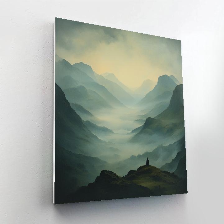Caspar David Friedrich Inspired Lone Figure On Ridge Paint by numbers art