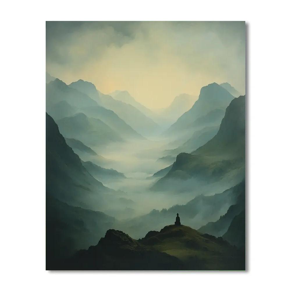 Caspar David Friedrich Inspired Lone Figure On Ridge Paint by numbers art