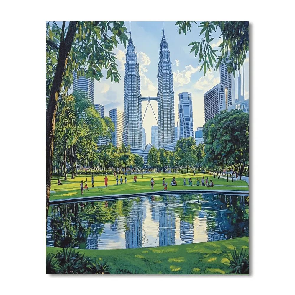 KLCC Park And Petronas Towers Kuala Lumpur Malaysia paint by color