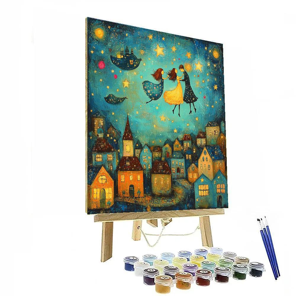 Marc Chagall Inspired Lovers Above Village Paint by numbers kits