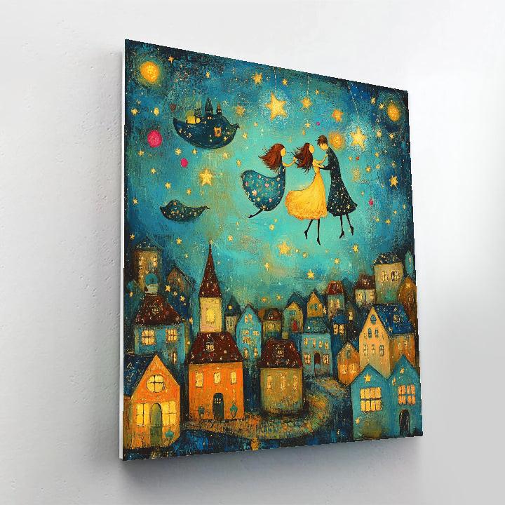 Marc Chagall Inspired Lovers Above Village Paint by numbers kits