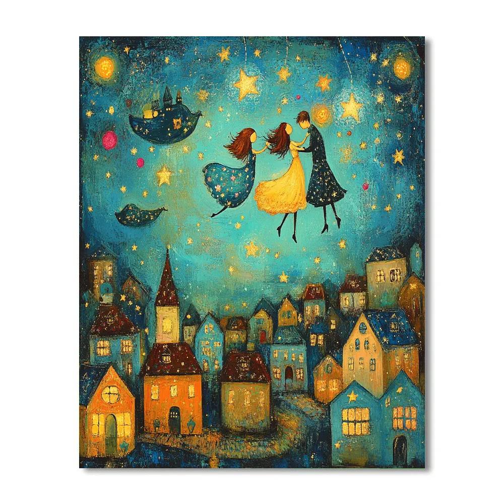 Marc Chagall Inspired Lovers Above Village Paint by numbers kits
