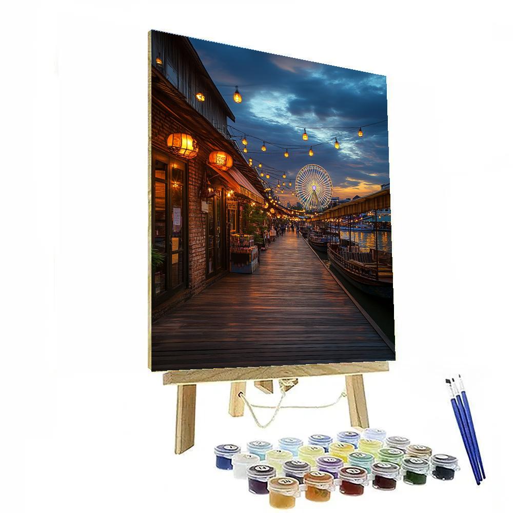 Riverside Boardwalk Asiatique Bangkok Thailand Numbered painting kits
