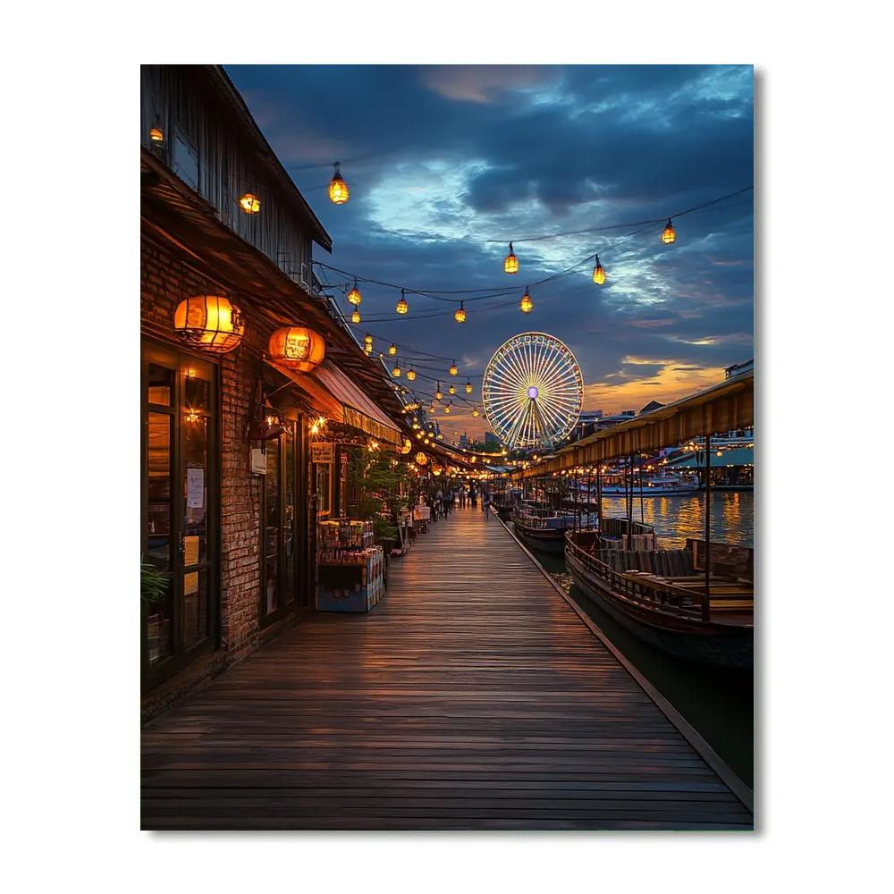 Riverside Boardwalk Asiatique Bangkok Thailand Numbered painting kits