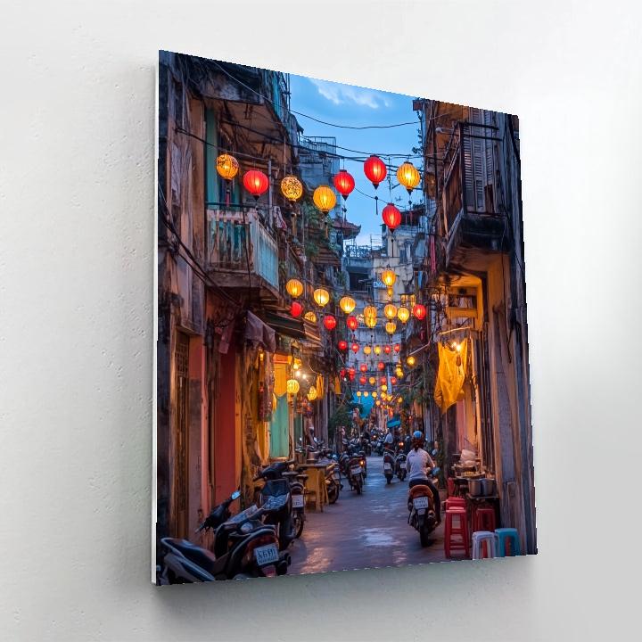 Old Quarter Lantern Street Hanoi Vietnam Numbered painting kits