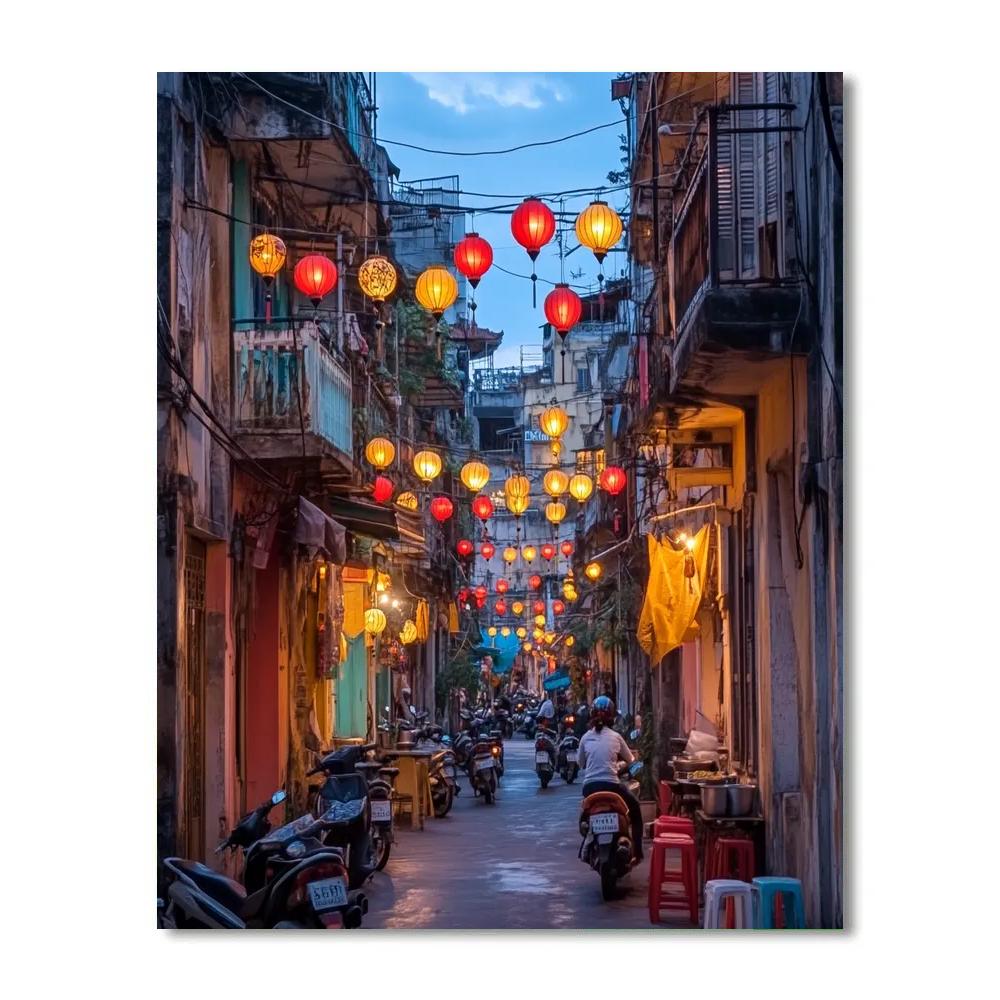 Old Quarter Lantern Street Hanoi Vietnam Numbered painting kits