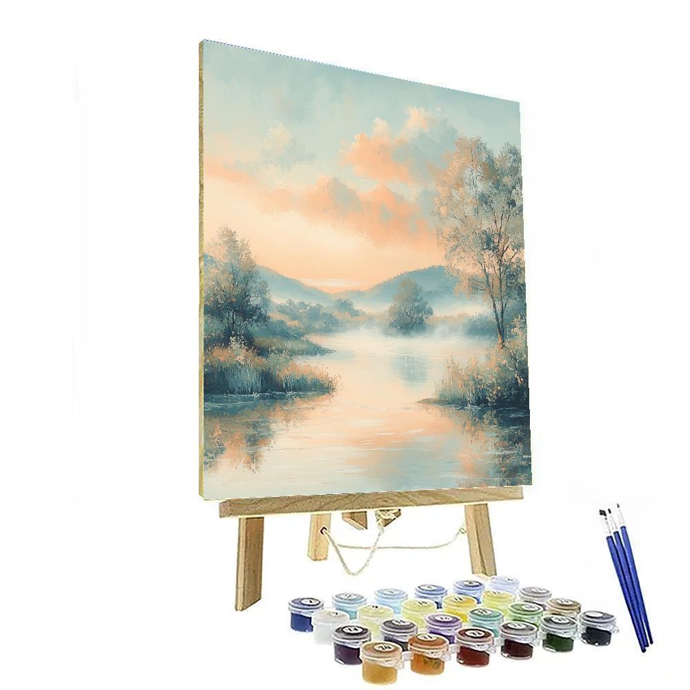 John Constable Inspired River Landscape At Sunrise paint by number