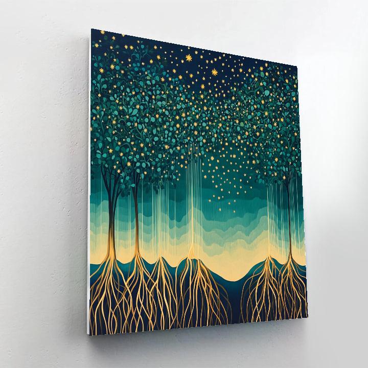 Frida Kahlo Inspired Starfall Over Abstract Mangroves Numbered painting kits