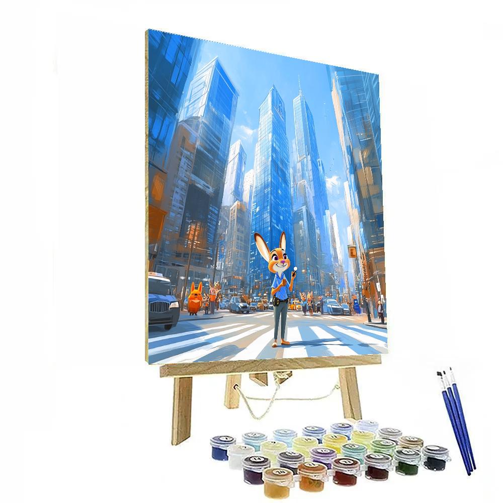 Judy Hopps City Crosswalk Patrol Disney Inspired Painting by numbers kit
