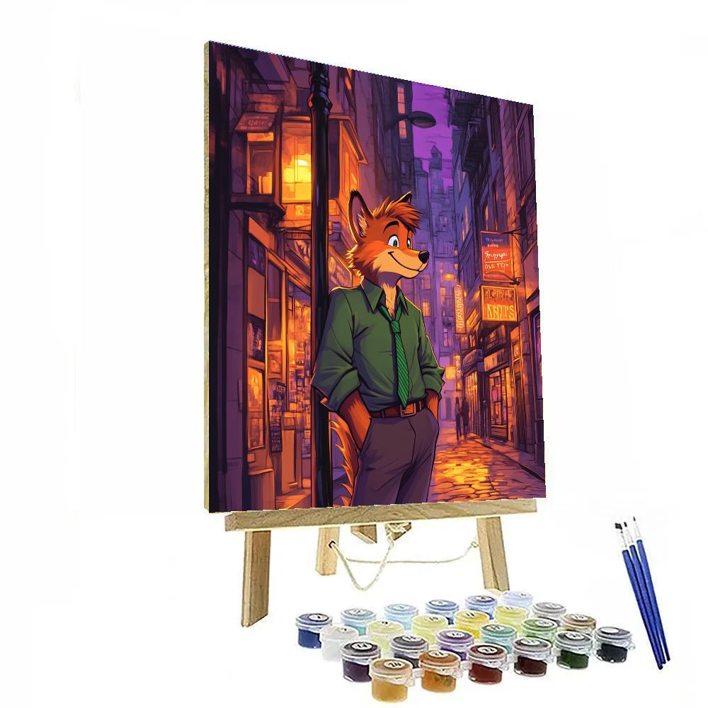 Nick Wilde Street Corner Smooth Talk Disney Inspired paint by numbers