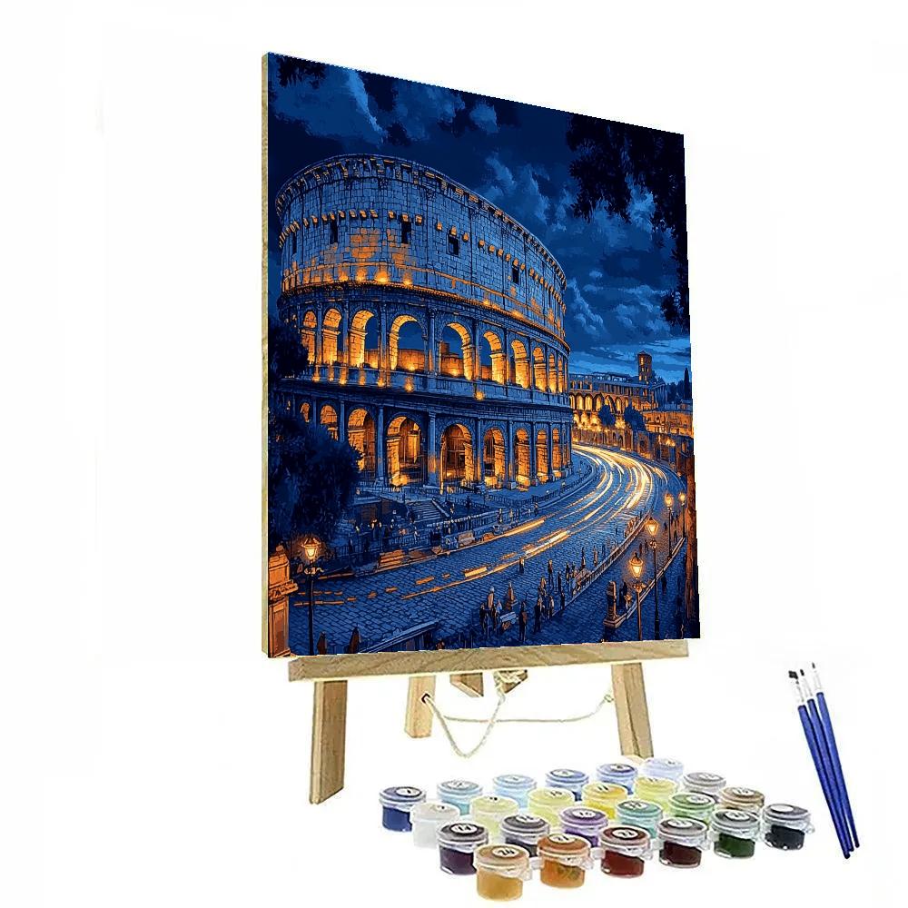 Colosseum Night Glow Rome Italy Paint by numbers art