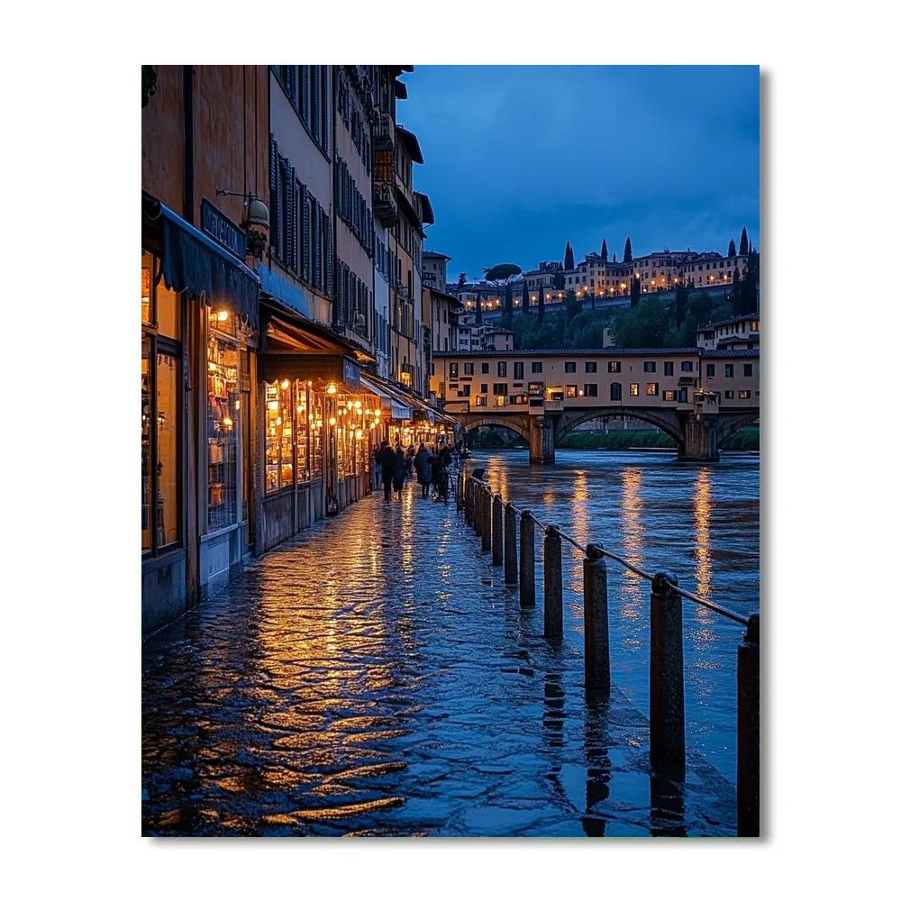 Arno Riverside And Ponte Vecchio Florence Italy paint by numbers