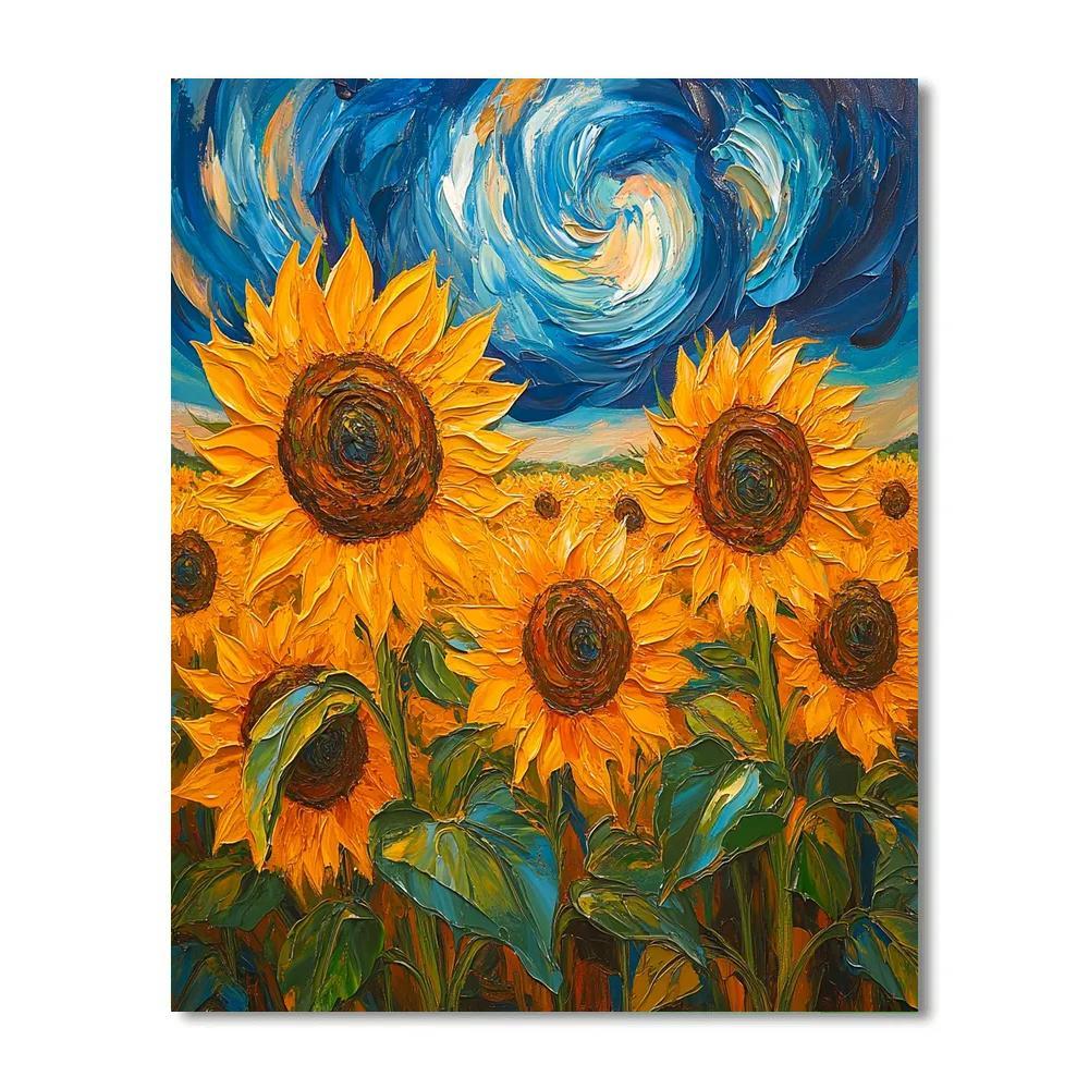 Van Gogh Inspired Sunflower Field painting number kit