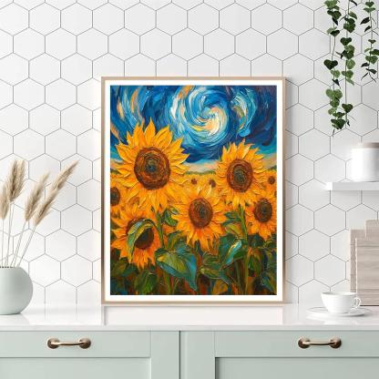 Van Gogh Inspired Sunflower Field painting number kit