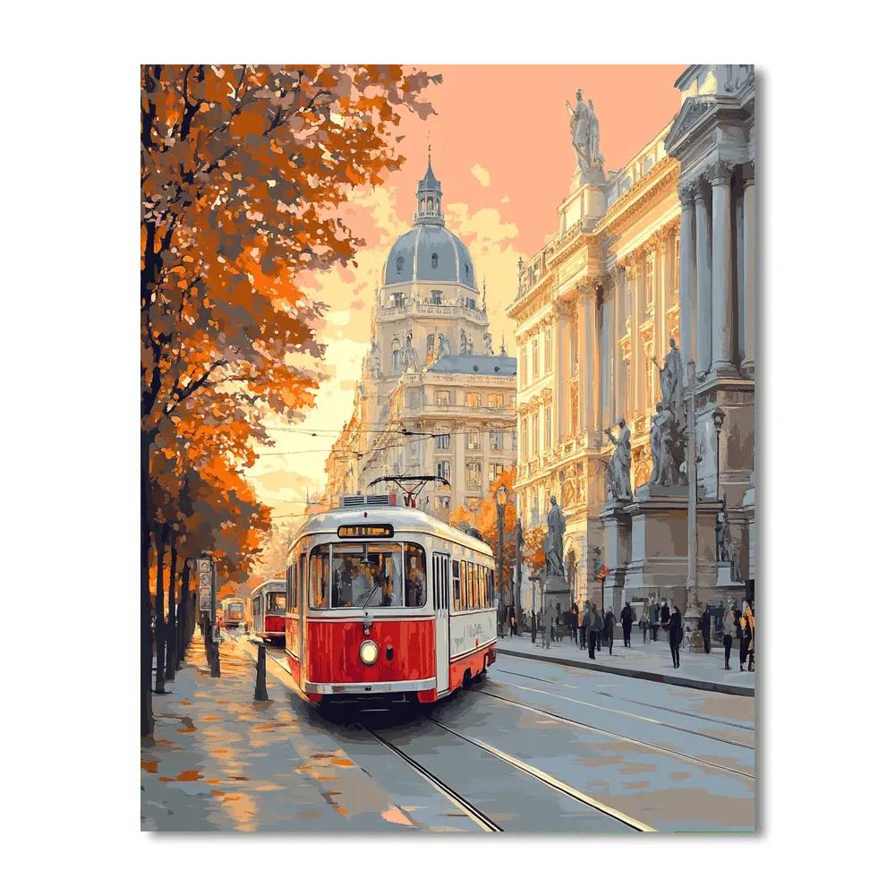Ringstrasse Tram At Sunset Vienna Austria Number painting