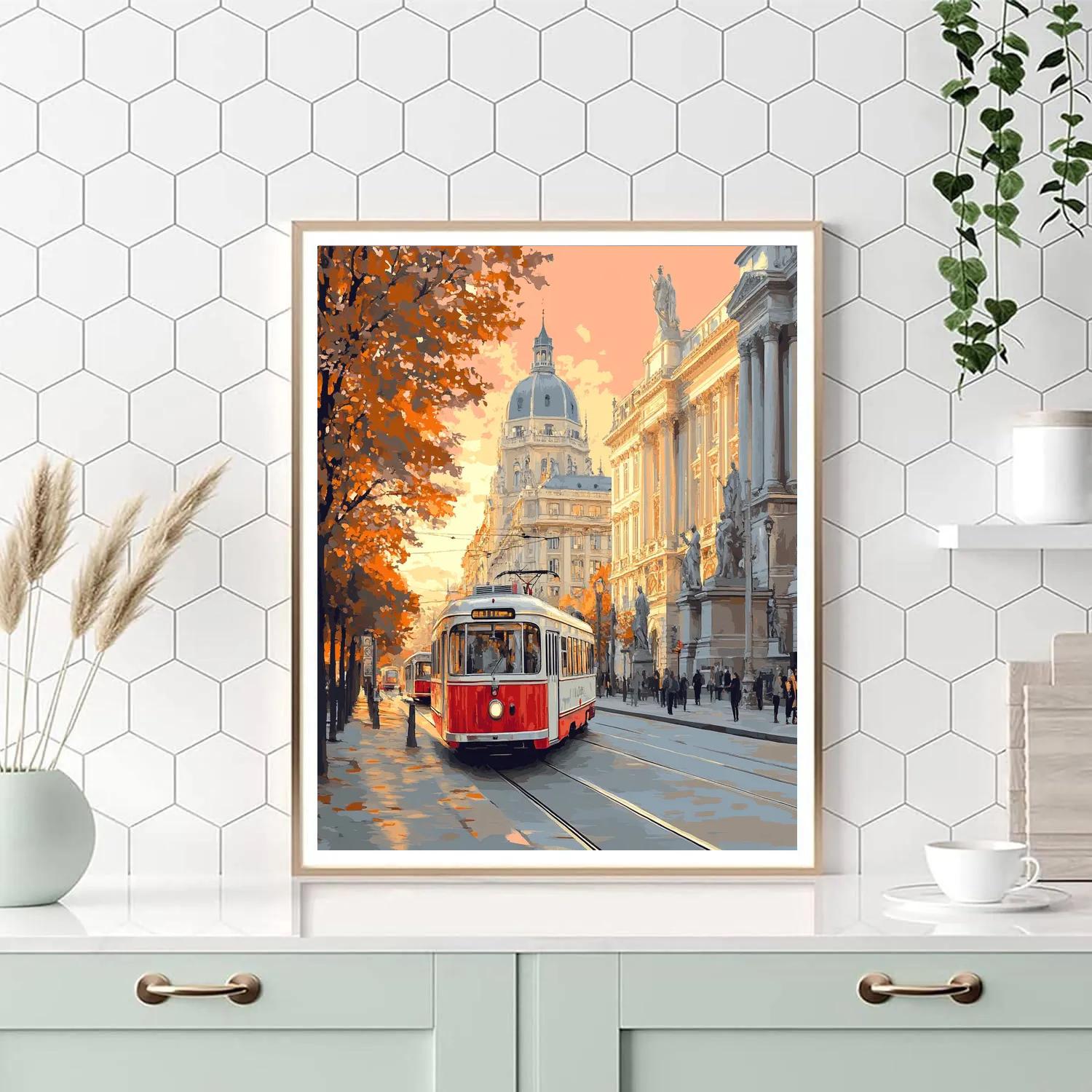 Ringstrasse Tram At Sunset Vienna Austria Number painting