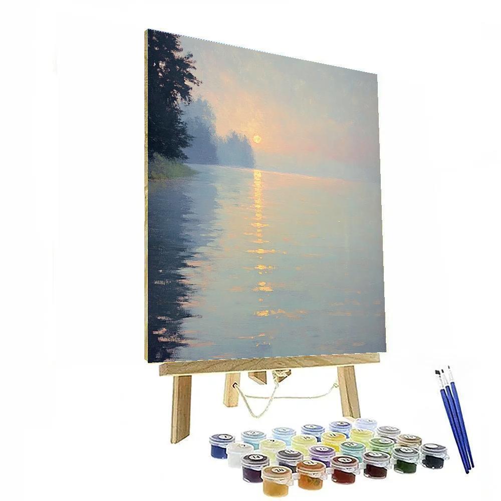 Monet Inspired Foggy Lakeside Dawn paint by number