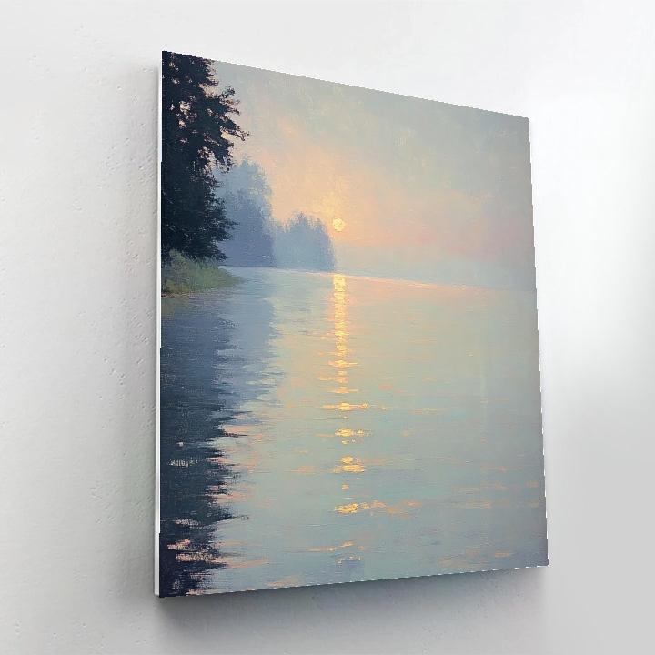 Monet Inspired Foggy Lakeside Dawn paint by number