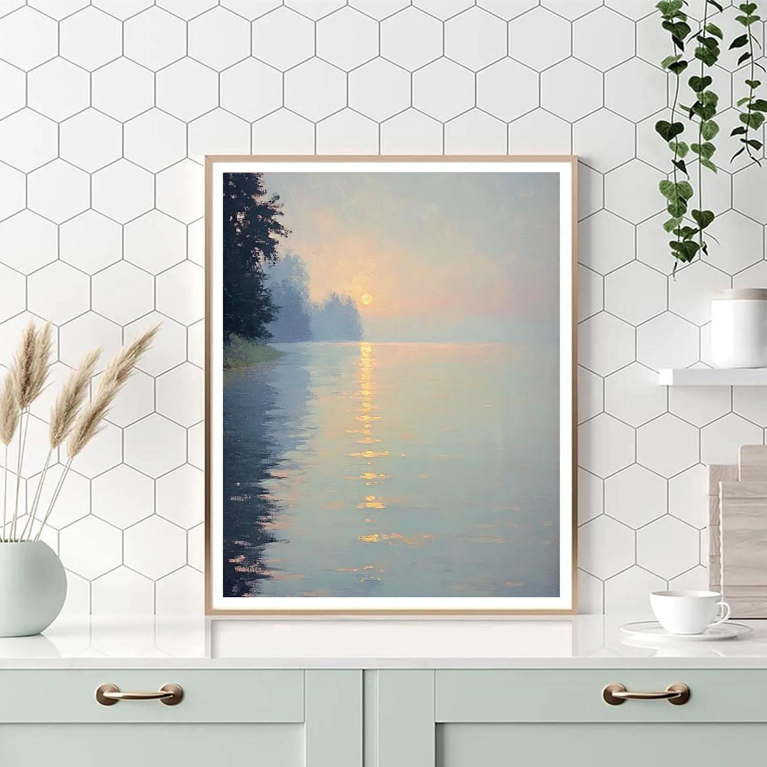 Monet Inspired Foggy Lakeside Dawn paint by number