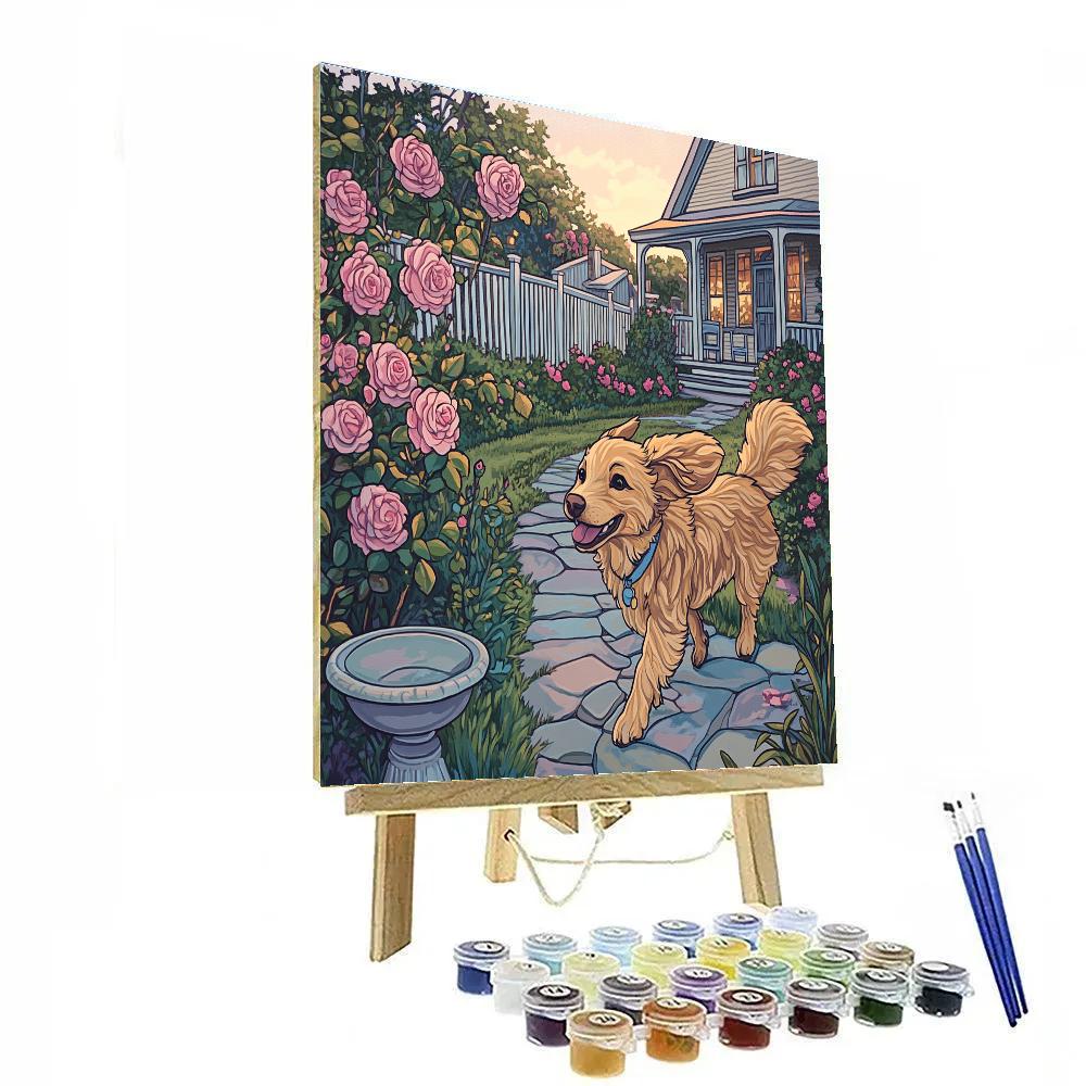 Lady Suburban Garden Stroll Disney Inspired Painting by numbers kit