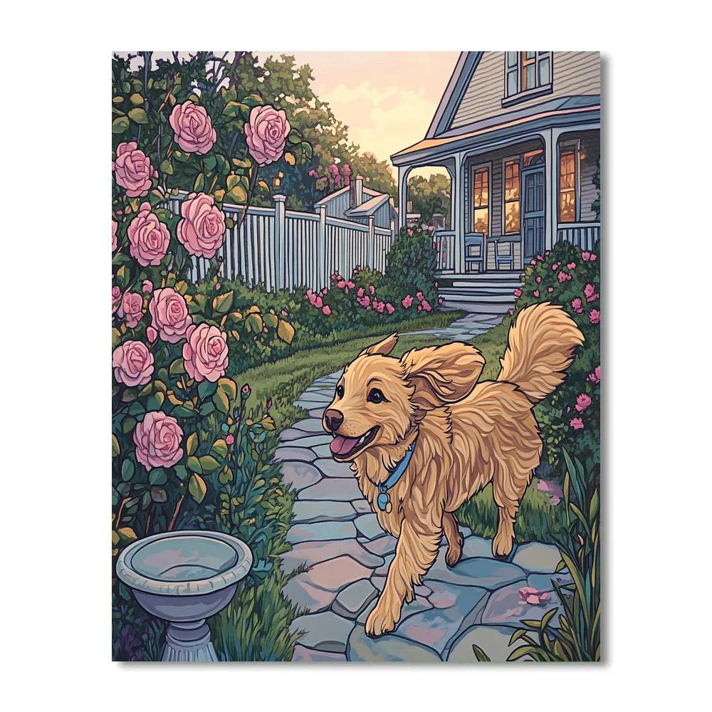 Lady Suburban Garden Stroll Disney Inspired Painting by numbers kit