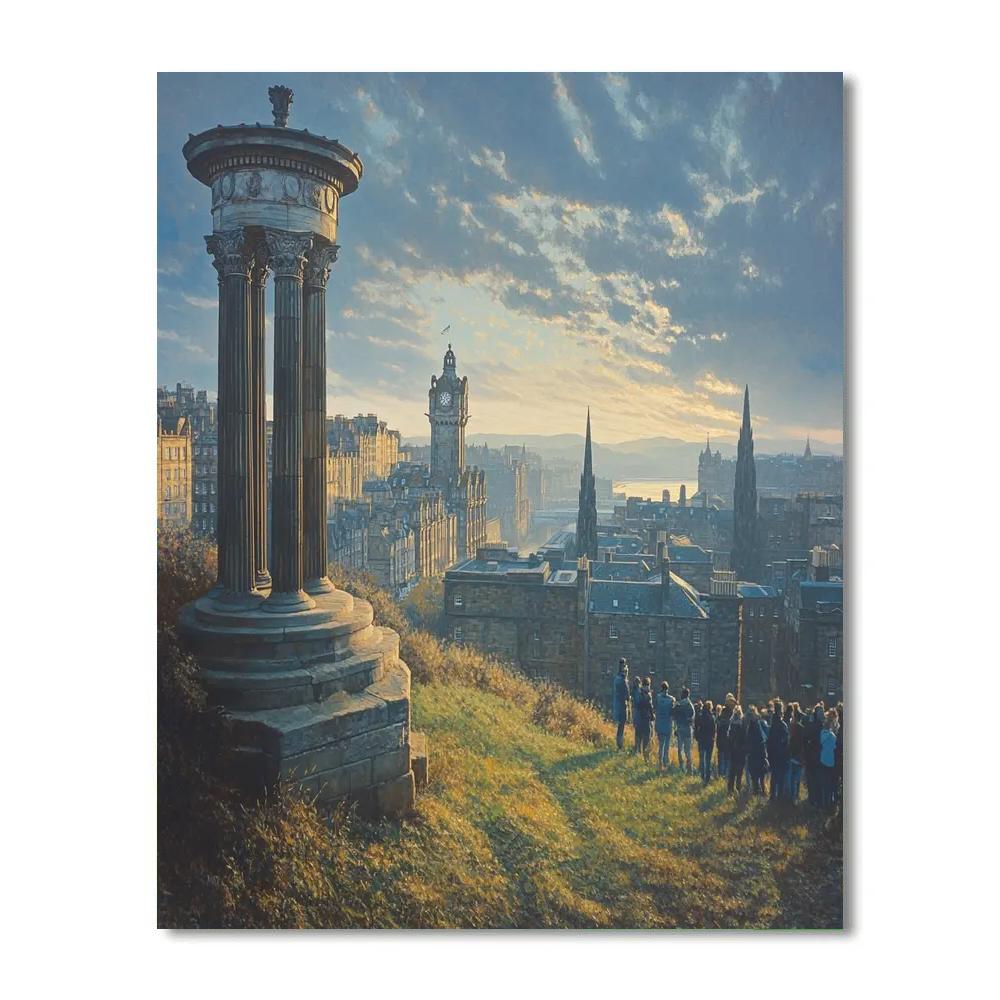 Calton Hill Panorama Edinburgh United Kingdom Paint by numbers art