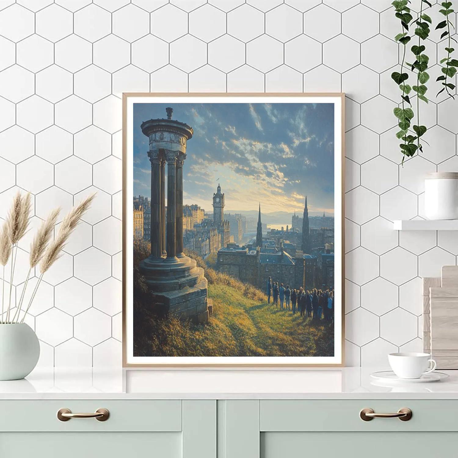 Calton Hill Panorama Edinburgh United Kingdom Paint by numbers art