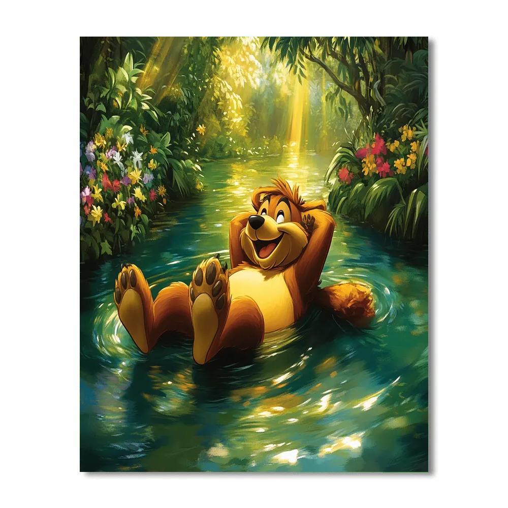 Baloo Jungle River Lazy Float Disney Inspired paint by color