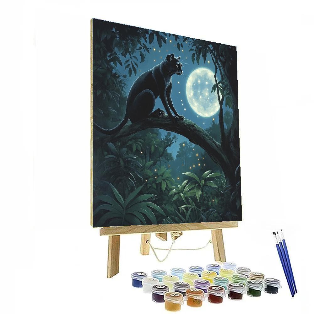 Bagheera Moonlit Jungle Watch Disney Inspired painting number kit