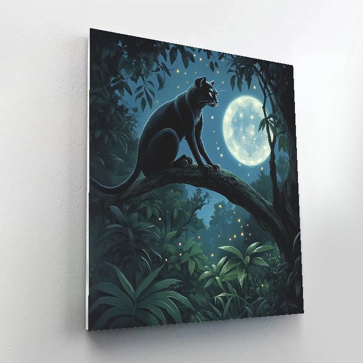 Bagheera Moonlit Jungle Watch Disney Inspired painting number kit