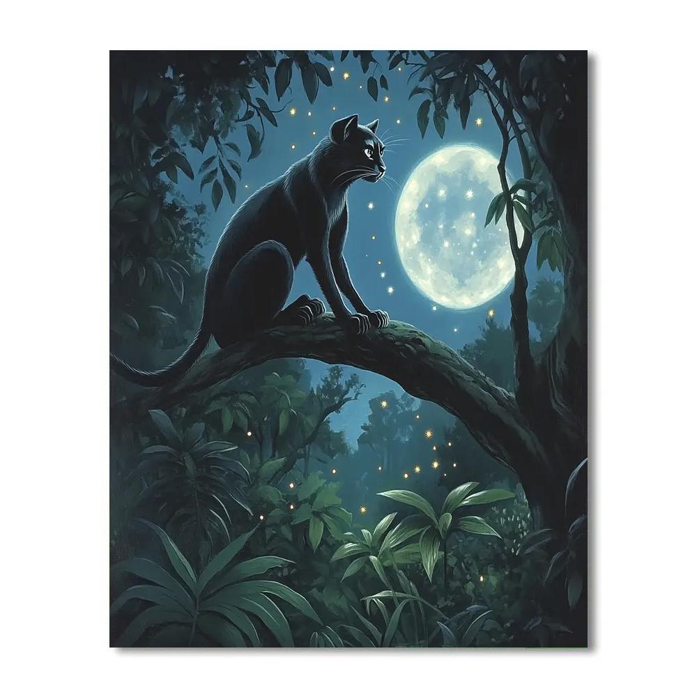 Bagheera Moonlit Jungle Watch Disney Inspired painting number kit