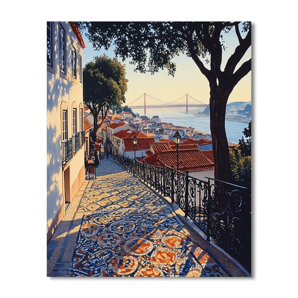 City View From Sao Pedro De Alcantara Lisbon Portugal painting number kit