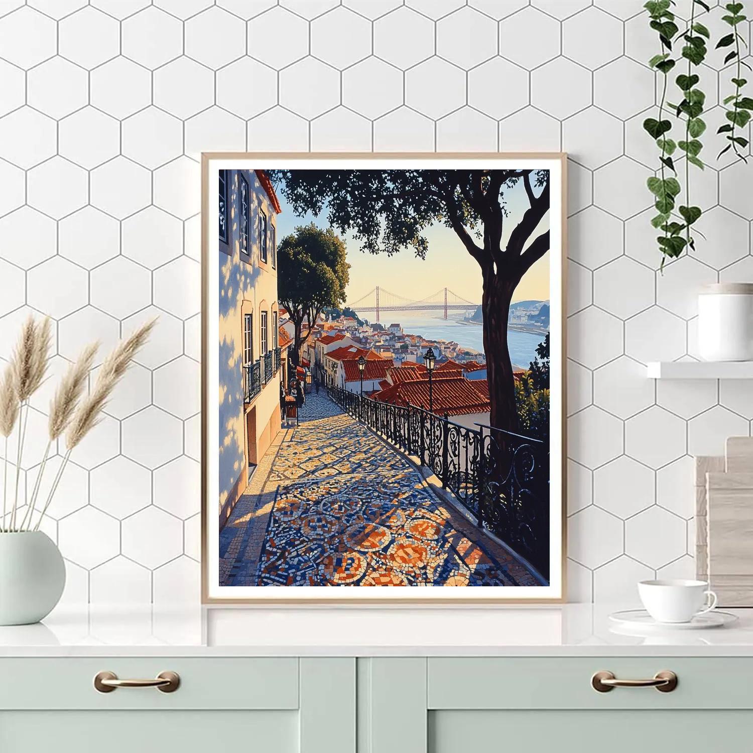 City View From Sao Pedro De Alcantara Lisbon Portugal painting number kit