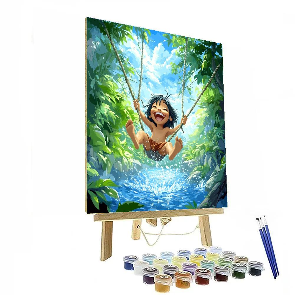 Mowgli Jungle Vine Swing Fun Disney Inspired Paint by numbers kits