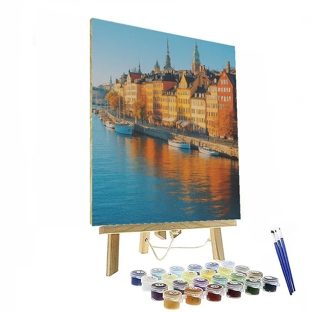 Gamla Stan Waterfront Stockholm Sweden paint by numbers