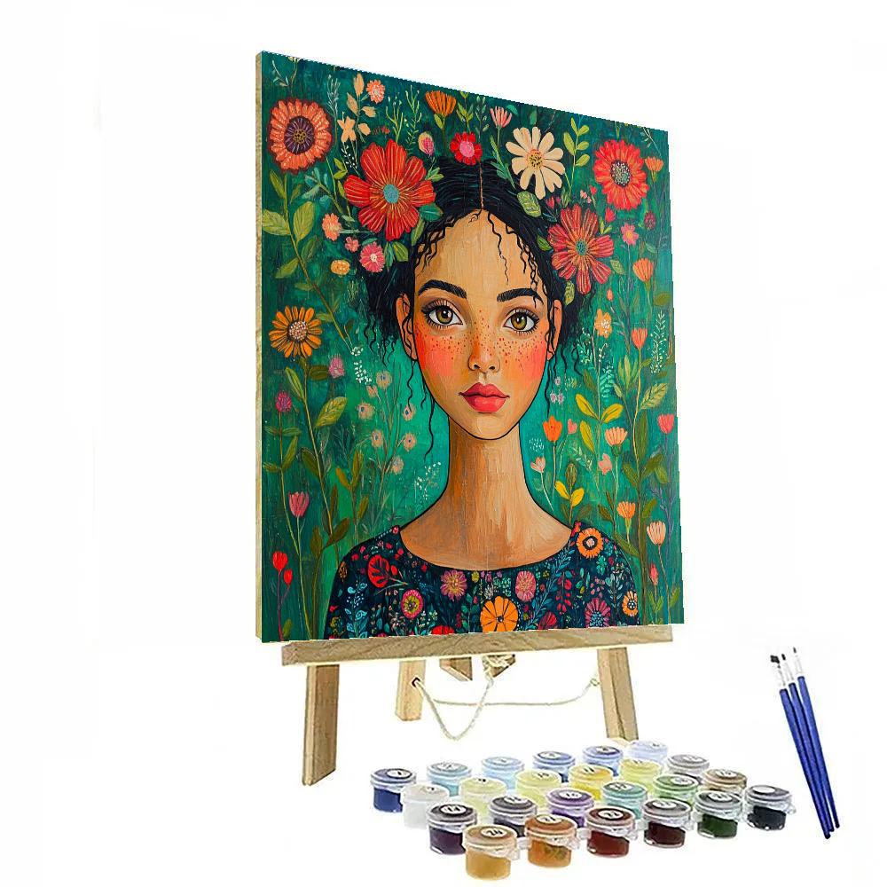 Frida Kahlo Inspired Flower Crown Portrait Numbered painting kits