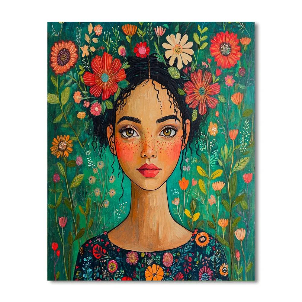 Frida Kahlo Inspired Flower Crown Portrait Numbered painting kits