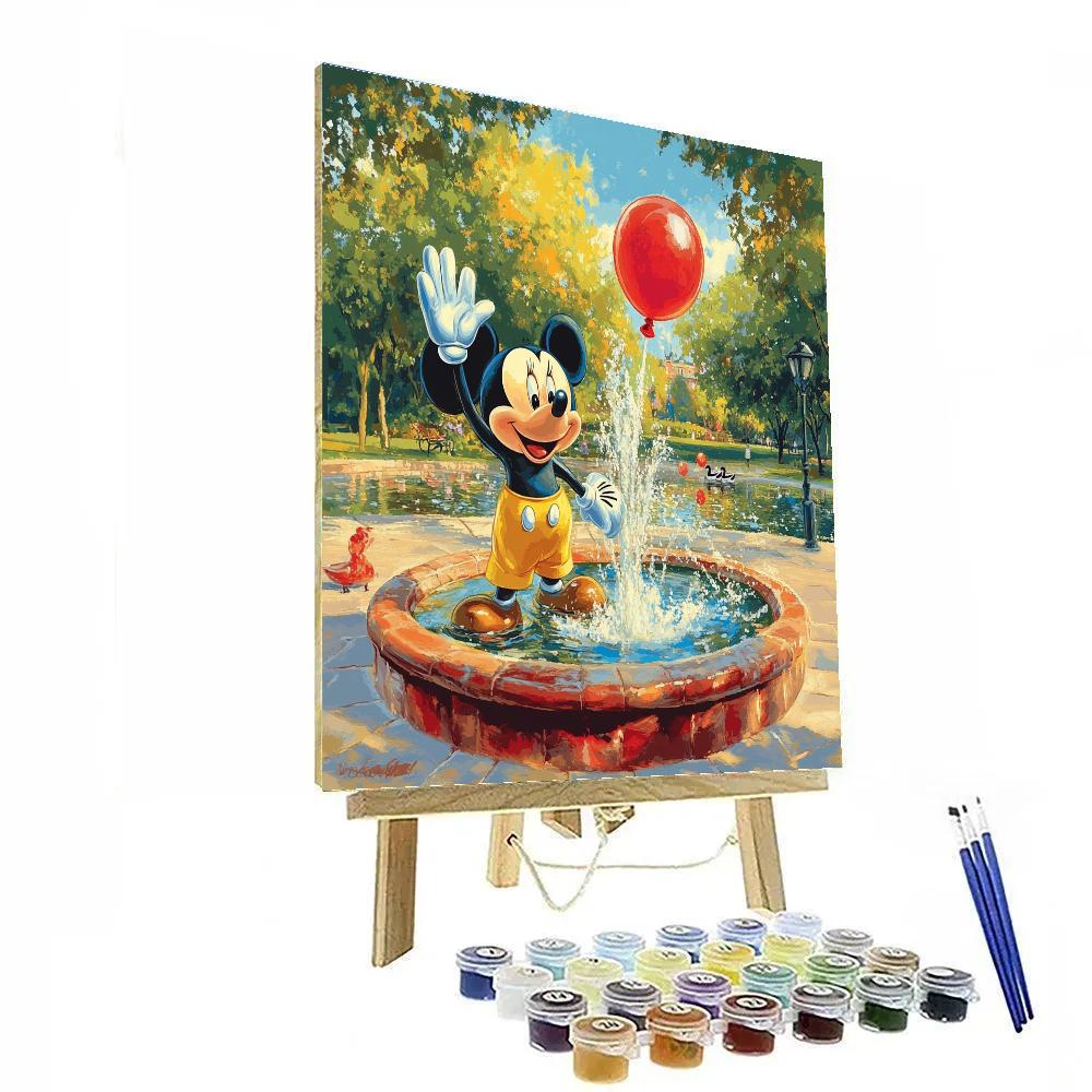 Mickey Mouse Park Fountain Fun Disney Inspired Painting by numbers kit