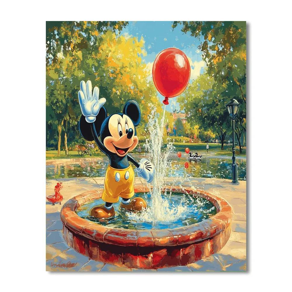 Mickey Mouse Park Fountain Fun Disney Inspired Painting by numbers kit