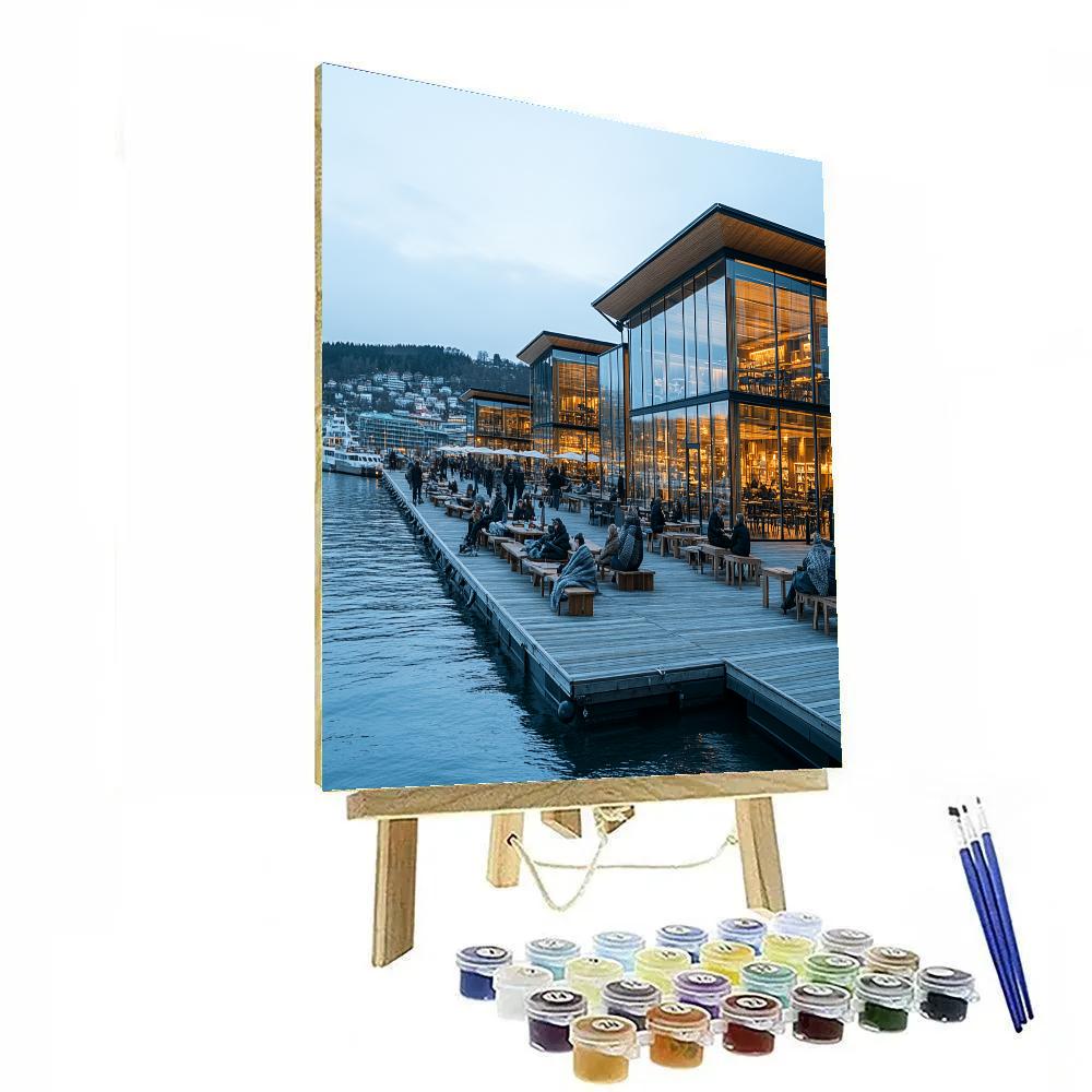 Aker Brygge Waterfront Oslo Norway paint by numbers