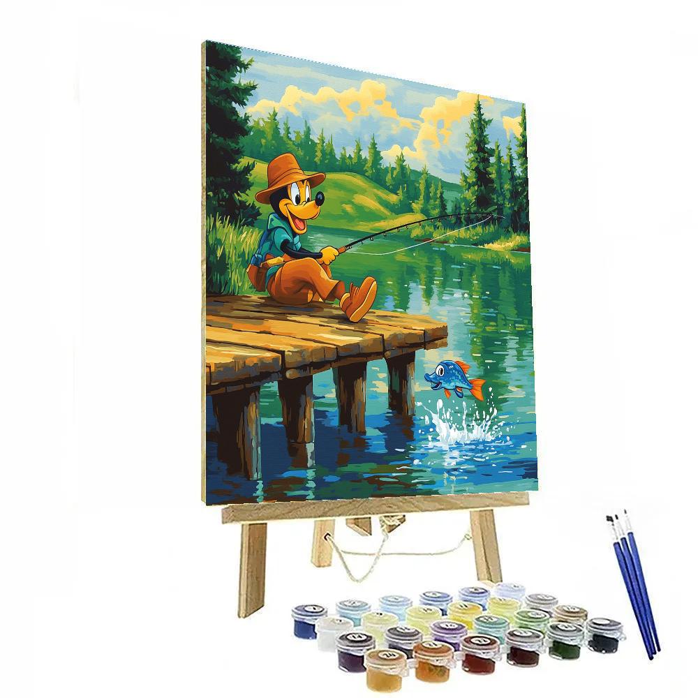 Goofy Lakeside Fishing Giggles Disney Inspired painting number kit