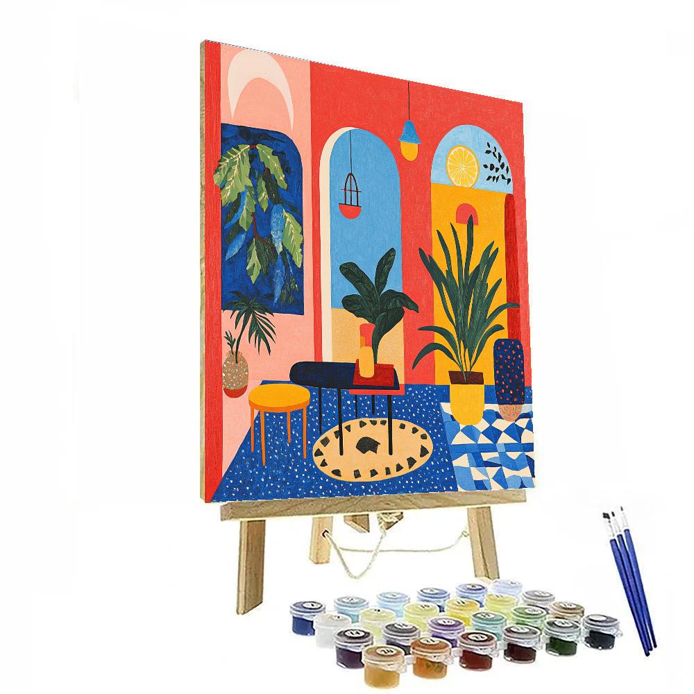 Henri Matisse Inspired Colorful Cafe Interior paint by color