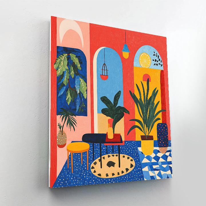 Henri Matisse Inspired Colorful Cafe Interior paint by color