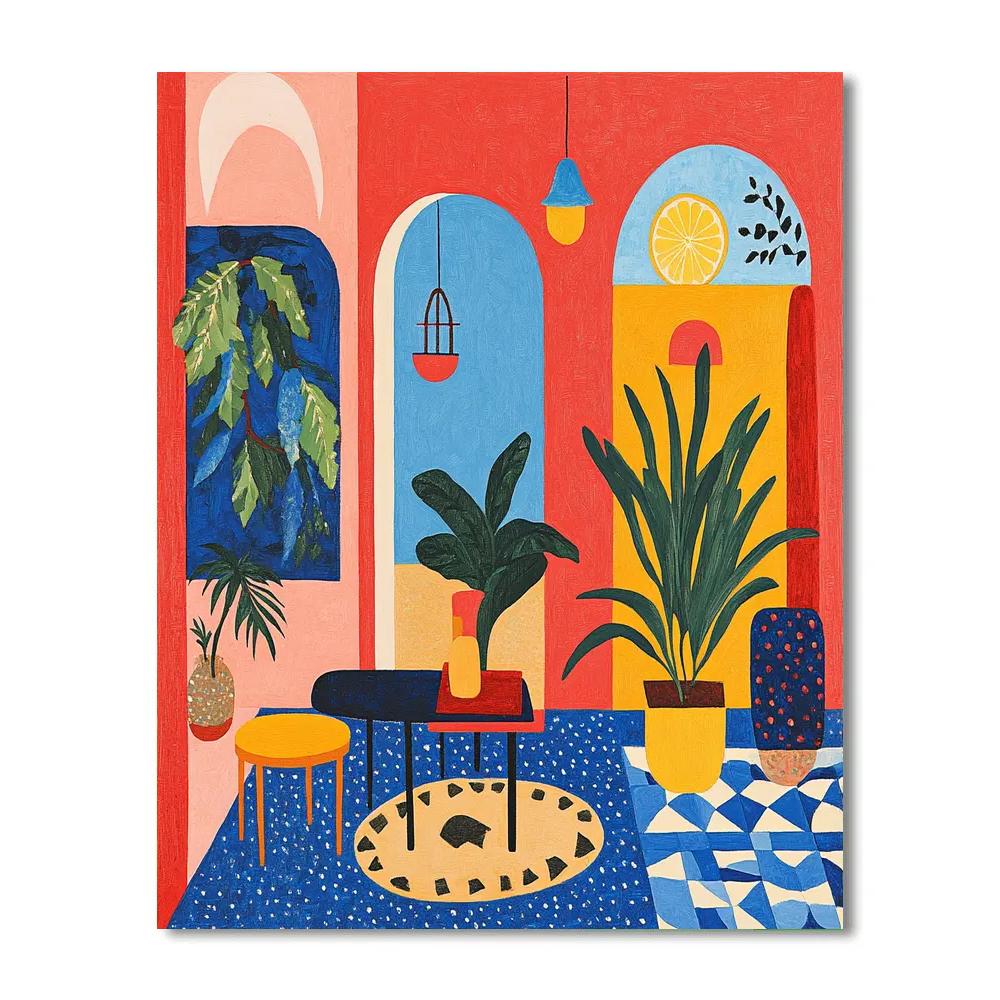 Henri Matisse Inspired Colorful Cafe Interior paint by color