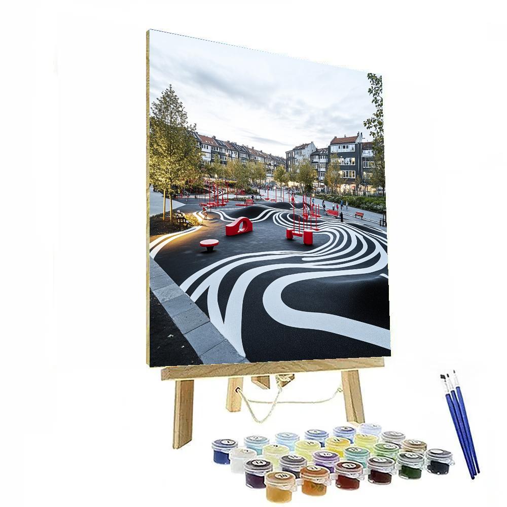 Superkilen Urban Park Copenhagen Denmark paint by numbers