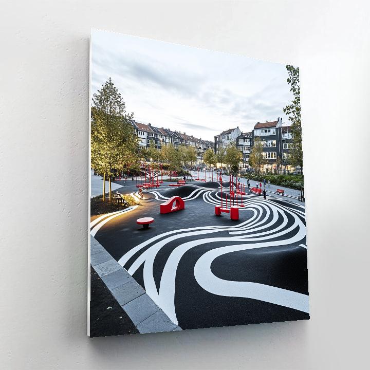 Superkilen Urban Park Copenhagen Denmark paint by numbers