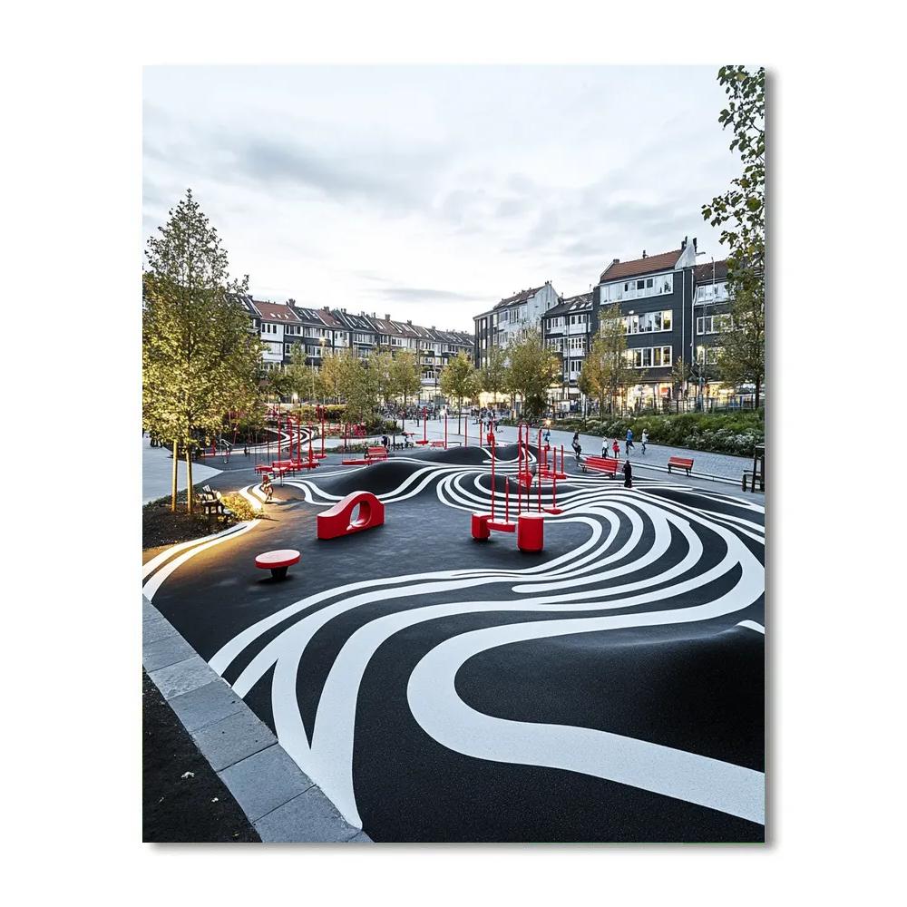 Superkilen Urban Park Copenhagen Denmark paint by numbers